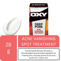 OXY Deep Pore Acne Vanishing Treatment with Benzoyl Peroxide, Stubborn Acne, Blackheads and Visible Pores, 28g