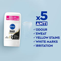 NIVEA Black & White Invisible 48H Protection Silky Smooth Anti-Perspirant Stick, 51g