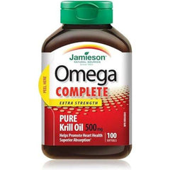 Jamieson Omega Complete Pure Krill Oil 500 mg Extra Strength - 100 Softgels