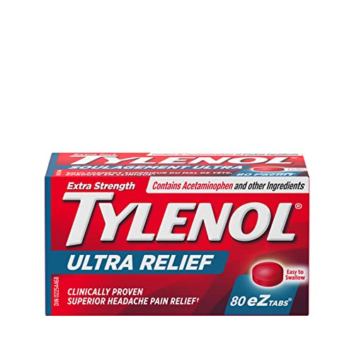 Tylenol Ultra Relief for Headache and Migraine Pain, ezTabs, 80 Tablets