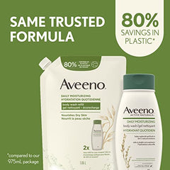 Aveeno Daily Moisturizing Body Wash Pouch - Oat, Emollients - Eco Friendly Refill Pouch - Dry Skin - 1.06L, white