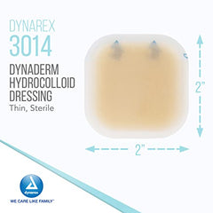 Dynarex Dynaderm Hydrocolloid Dressing, Thin, 2 x 2", 20 Count