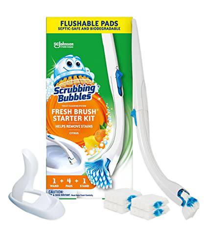 Scrubbing Bubbles Fresh Brush Toilet Cleaning System Starter Kit with 4 Refills