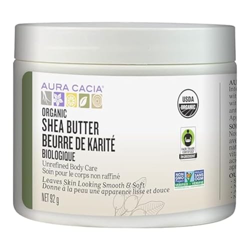 Aura Cacia Certified Organic Unrefined Shea Butter, Fair Trade Certified, 92g