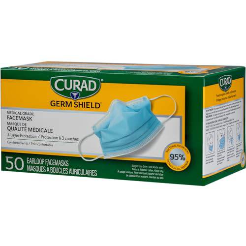 CURAD Blue Mask, with earloops. 50 masks/box