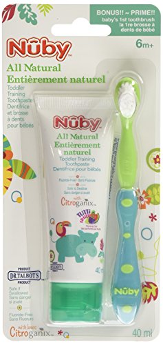 Nuby Citroganix Toddler Toothpaste with Toothbrush - Blue/Green