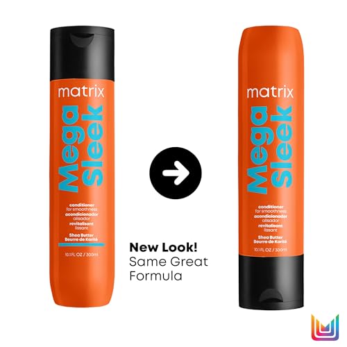 Matrix Conditioner, Mega Sleek Smoothing Conditioner with Shea Butter, Protects Hair Against Humidity, Nourishes Course, Unruly Hair, For All Hair Types, 300ml (Packaging May Vary)