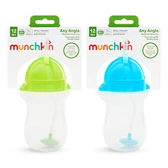 Munchkin Any Angle Weighted Straw Blue and Green Cup, 2 Count