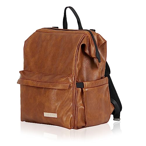 Hannah & Sophia Soho Traverse Diaper Backpack in Cognac