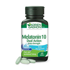 Adrien Gagnon - Melatonin 10 mg (Extra-Strength Dual Action Time-Release), Fast-Dissolving Natural Sleeping Aid, 60 Tablets
