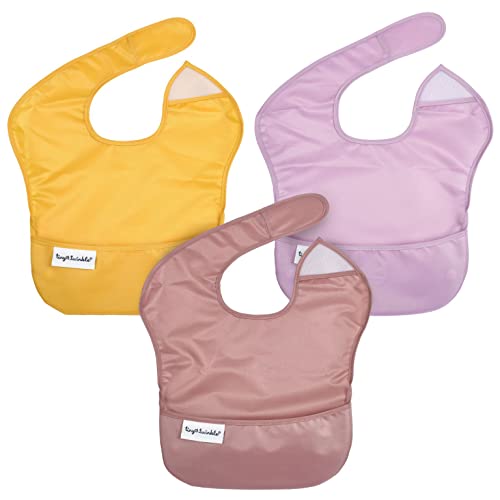 Tiny Twinkle Unisex Baby Easy 3 Pack - Recycled Taupe, Dandelion, Lilac Bibs, Taupe Dandelion Lilac