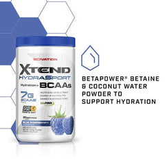 XTEND Hydrasport BCAA Powder Blue Raspberry | Informed-Sport Certified + Sugar Free Post Workout Muscle Recovery Drink with Amino Acids | 7g BCAAs for Men & Women | 30 Servings