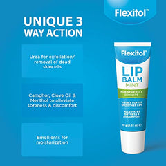 Flexitol Lip Balm | Mint | For Dry, Cracked, Flaky and Chapped Lips | Hydrates and Softens | 10 gram