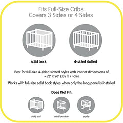 BreathableBaby, Breathable Mesh Liner for Cribs with 52"x28" (132x71cm) Mattress, Owl Fun Gray, Classic 3mm Mesh, Covers 3 or 4 Sides, Safety Tested & Trusted (Not for Mini Cribs)