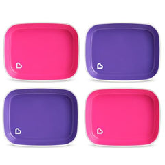 Munchkin Splash Toddler Plates, Pink/Purple, 4 Pack