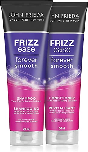 John Frieda Frizz Ease Forever Smooth Frizz Fighting Shampoo & Conditioner Set, For Smooth Hair| Phthalate Free Formula, Cruelty Free (2 x 250 mL)