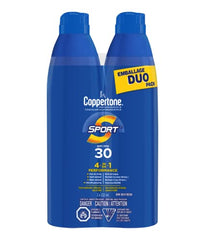 Coppertone Sport Sunscreen Spray SPF 30 Duo Pack (2x222 mL), Lightweight and Water-Resistant Sun Protection, Stays On Strong When You Sweat