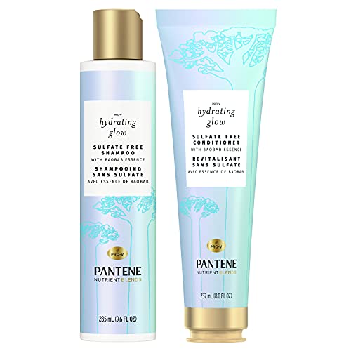 Pantene Sulfate Free Shampoo and Conditioner Set with Baobab Essence, Nutrient Blends Hydrating Glow (522 mL Total)