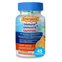 Emergen-C Immune+ 500mg Vitamin C Gummies Supplement, Immune System Booster, Super Orange, 45 Gummies