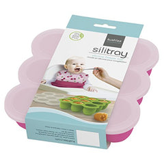 Kushies SILITRAY Silicone Baby Food Storage Container Freezer Tray, Pink Candy