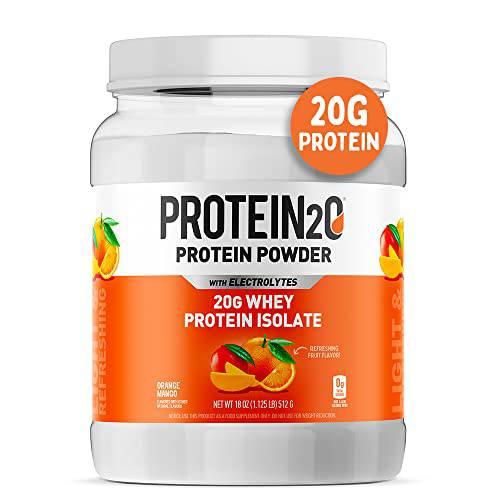 Protein2o 20g Whey Protein Isolate Powder Tub, Orange Mango, 16 Servings