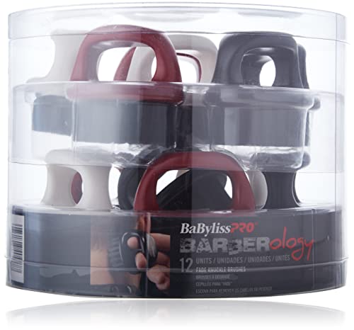 BaBylissPRO Barberology 12pc. Fade Knuckle Brushes Bucket, Red/White/Black