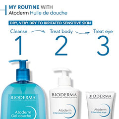 Bioderma - Atoderm - Shower Gel - Moisturizing Body and Face Wash - for Family with Normal to Dry Sensitive Skin - 6.67 fl.oz.