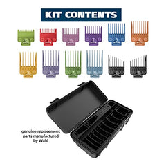 Wahl Clipper Genuine Secure Fit Attachment Guard Organization Kit with Color Pro Colored Hair Clipper Guide Combs, 14 Piece Premium Storage Kit for Wahl Hair Clippers, Multicolor - 3291-100