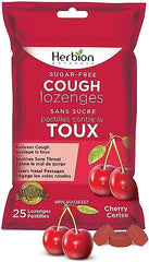 Herbion Naturals Cough Lozenges Sugar Free Cherry Flavor | Cough Suppressant | Sore Throat Relief | Pack of 5, 125 Counts