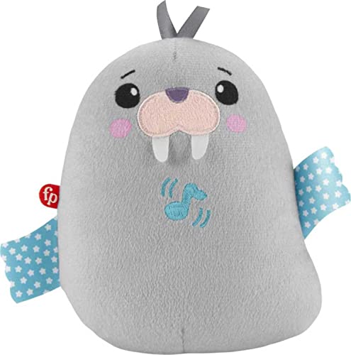 Fisher-Price Chill Vibes Walrus Soother, Take-Along Musical Plush Toy with Calming Vibrations for Infants