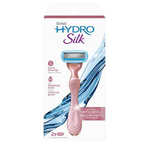 Hydro Silk Rose Gold Metal Handle Women's Razor and 2 Refills - Zecoya