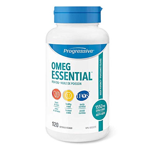 Progressive OmegEssential Adult Fish Oil Supplement - 1000 mg EPA + 550 mg DHA for Adults, 120 Softgels | All natural, cold water, wild caught
