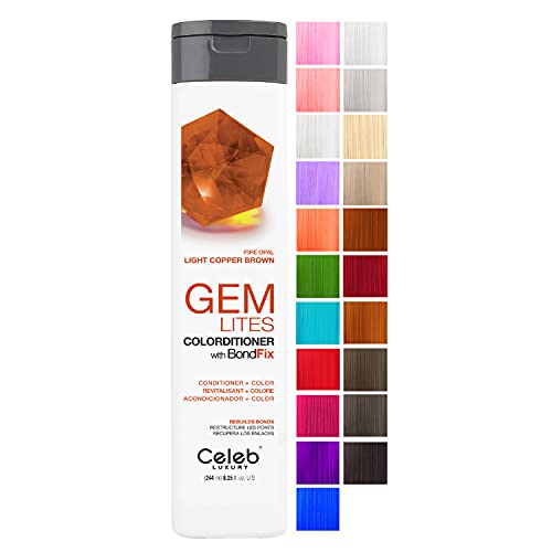 Celeb Luxury Intense Color Depositing Colorditioner Conditioner + Bondfix Bond Rebuilder, Vegan, Sustainably Sourced Plant-Based, Semi-Permanent, Viral and Gem Lites Colorditioners