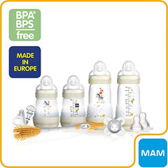 MAM Infant Basics Newborn Gift Set (9-count), Includes Easy Start Anti Colic MAM Baby Bottles, Pacifier, Baby Bottle Brush, From Newborn to 2+ Months