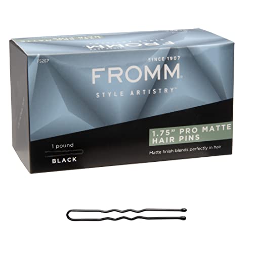 Fromm Style Artistry 1.75" U-shaped Crimped Hair Pins, Matte Black, 800 Hair Pins, Secure Hold, Suitable for All Hair Types and Lengths, Hair Accessories for Women