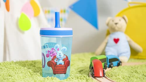 Zak Designs Blue's Clues Kelso Tumbler Set, Leak-Proof Screw-On Lid with Straw, BPA-Free, Made of Durable Plastic and Silicone, Perfect Bundle for Kids (15 oz, 2pc Set)
