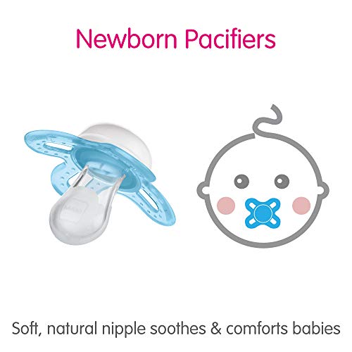 MAM Start Matte Newborn Pacifiers (2 pack, 1 Sterilizing Pacifier Case), Newborn Baby Girl Pacifiers, Best Pacifier for Breastfed Babies, Self Sterilizing Baby Pacifier Case