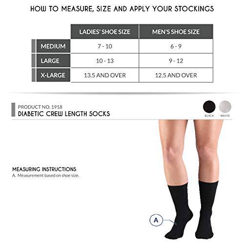 Truform Diabetic Socks for Men and Women, Medical Style Crew Length, Mid Calf Height, 3 Pairs, Tan, Medium