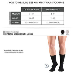 Truform Diabetic Socks for Men and Women, Medical Style Crew Length, Mid Calf Height, 3 Pairs, Tan, Large