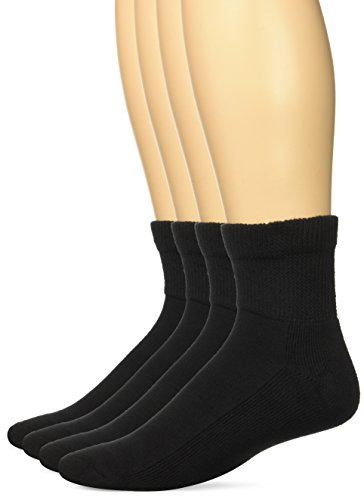 Carolina Ultimate Men's Diabetic Non-Binding Quarter Socks 2 Pack, Black, Medium