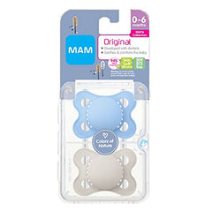 MAM Original Matte Pacifier (2 pack, 1 Sterilizing Pacifier Case), Pacifiers 0-6 Months, Baby Boy Pacifier, Best Pacifiers for Breastfed Babies, Sterilizing Storage Case