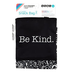 Bumkins Sandwich Bag/Snack Bag, Reusable Fabric, Washable, Food Safe, BPA Free, 7x7 – Be Kind (2-Pack)