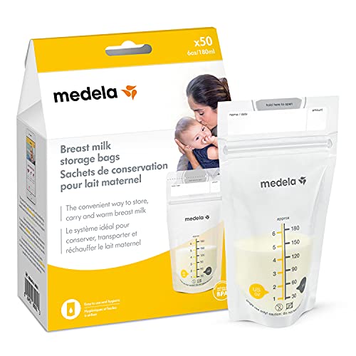 Medela Inc Breast Milk Storage Bags, White, 50 Count
