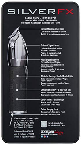 BaBylissPRO SilverFX Metal Lithium Clipper, 14 Count (Pack of 1)