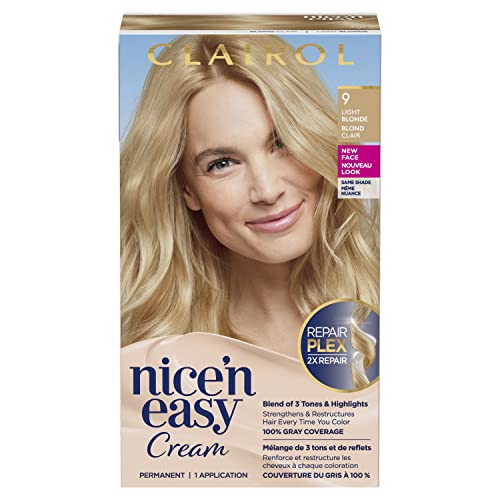 Clairol Nice'n Easy Permanent Hair Dye, 9 Light Blonde Hair Color, 1 Count