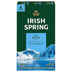 Irish Spring Icy Blast Deodorant Bar Soap for Men, 104.8 g, 6 Pack - Zecoya