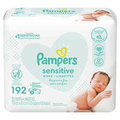 Pampers Baby Wipes, SENSITIVE, 3X Refill Packs, 192 Count