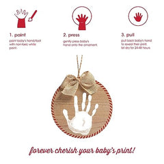 Pearhead Baby Handprint DIY Rustic Christmas Ornament and Paint, Baby Holiday Ornament, Baby's First Christmas Decorations, Christmas Tree Ornaments