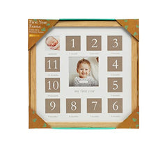 Kate & Milo I Love You to The Moon and Back First Year Frame, Baby Registry, Baby Shower, Wood, Gray