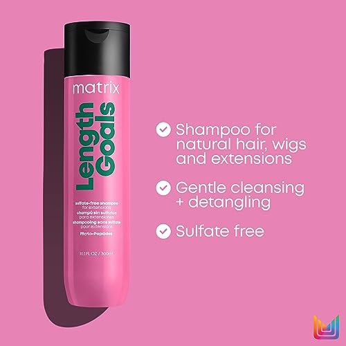 Matrix Hair Shampoo, Length Goals Shampoo For Hair Softening, Hair Detangler, Improves Manageability, For Hair Extensions, For Natural Hair, For Wigs, Paraben-Free, 300ml (Packaging May Vary)